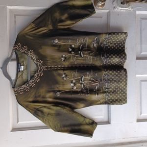 T_C Fashion Green Floral Design Longsleeve size 2X